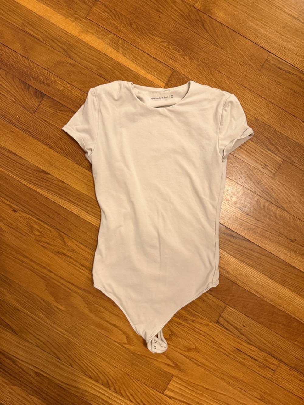 Abercrombie & Fitch Cream Short Sleeve Bodysuit